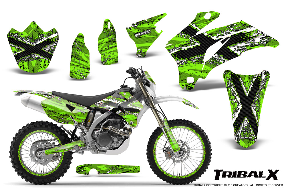 Yamaha WR 250-450 07-10 Graphics Kit TribalX White Green NP Rims